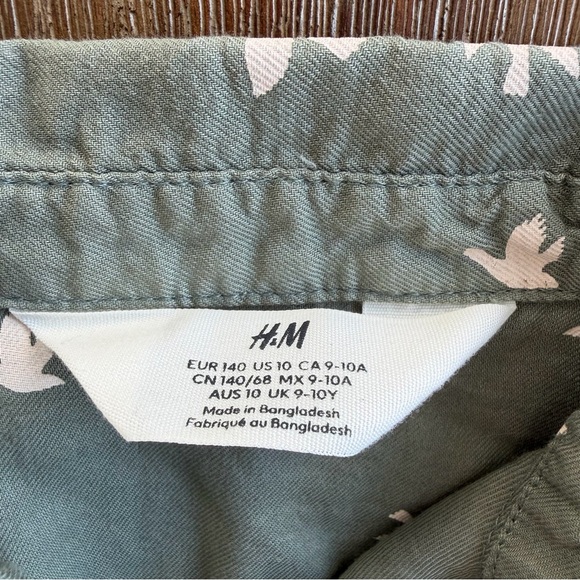 3/27$ H&M Kids Green Dress with Bird Pattern size 10 - Picture 3 of 5